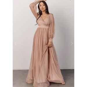 NWT Baltic Born Octavia Shimmer Gown Maxi Dress Size Large Blush Wedding PArty